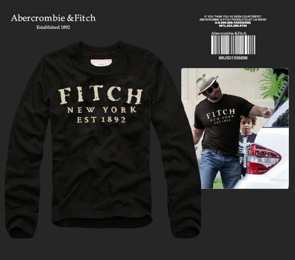 Abercrombie Fitch Hombres De Cuello Redondo Con Gente Fotos Largo Remera AF6128